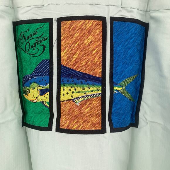NATIVE OUTFITTERS Camp Shirt Size S New $99 Mint Seafoam Hogfish Boating Water - Picture 3 of 10
